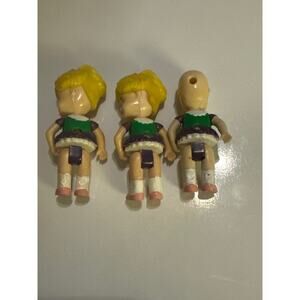 VTG Jointed Dollhouse 2.5” Dolls 2 Blonde Hair Ponytail & One W/O Hair Unmarked